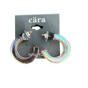 New Cara iridescent clear acrylic hoop post earrings